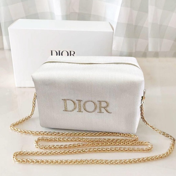 Dior White and Gold Cosmetic Pouch Bag - Picture 1 of 16
